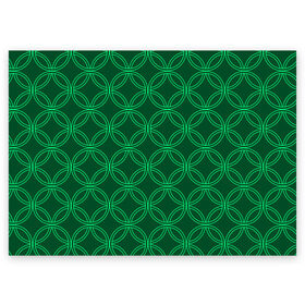 Поздравительная открытка с принтом Зелёный узор в Петрозаводске, 100% бумага | плотность бумаги 280 г/м2, матовая, на обратной стороне линовка и место для марки
 | геометрические фигуры | зеленый | круг | ромб | светлый | темный | узор