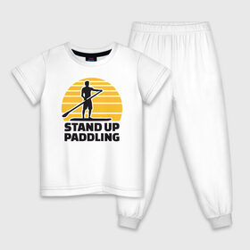 Детская пижама хлопок с принтом Stand up paddling в Петрозаводске, 100% хлопок |  брюки и футболка прямого кроя, без карманов, на брюках мягкая резинка на поясе и по низу штанин
 | serfing | sup serfing | sup серфинг | сап серфинг | серфинг