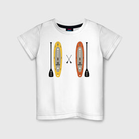 Детская футболка хлопок с принтом сап серфинг в Петрозаводске, 100% хлопок | круглый вырез горловины, полуприлегающий силуэт, длина до линии бедер | Тематика изображения на принте: serfing | sup boarding | sup serfing | sup серфинг | сап серфинг | серфинг