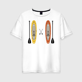 Женская футболка хлопок Oversize с принтом сап серфинг в Петрозаводске, 100% хлопок | свободный крой, круглый ворот, спущенный рукав, длина до линии бедер
 | serfing | sup boarding | sup serfing | sup серфинг | сап серфинг | серфинг