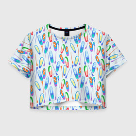 Женская футболка Crop-top 3D с принтом доски для серфинга в Петрозаводске, 100% полиэстер | круглая горловина, длина футболки до линии талии, рукава с отворотами | serfing | sup boarding | sup serfing | sup серфинг | сап серфинг | серфинг