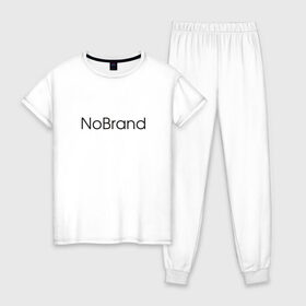 Женская пижама хлопок с принтом NoBrand в Петрозаводске, 100% хлопок | брюки и футболка прямого кроя, без карманов, на брюках мягкая резинка на поясе и по низу штанин | no brand | nobrand | без бренда | нету бренда