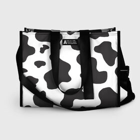 Сумка-шоппер 3D с принтом COW PRINT в Петрозаводске, 100% полиэстер | застегивается на металлическую кнопку; внутренний карман застегивается на молнию. Стенки укреплены специальным мягким материалом, чтобы защитить содержимое от несильных ударов
 | animals | cow | cow print | корова | коровий принт