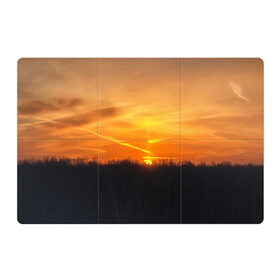 Магнитный плакат 3Х2 с принтом Закат в Петрозаводске, Полимерный материал с магнитным слоем | 6 деталей размером 9*9 см | закат | лес | небо | оранжевый | природа | солнце | черный и оранжевый