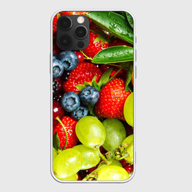 Чехол для iPhone 12 Pro Max с принтом Фруктовый рай в Петрозаводске, Силикон |  | Тематика изображения на принте: виноград | ежевика | клубника | лимон | смородина