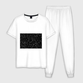Мужская пижама хлопок с принтом Seven в Петрозаводске, 100% хлопок | брюки и футболка прямого кроя, без карманов, на брюках мягкая резинка на поясе и по низу штанин
 | black | seven | снег | футболка с цифрой 7 | цифра 7 | черная футболка в белую точку | черная футболка с цифрой 7