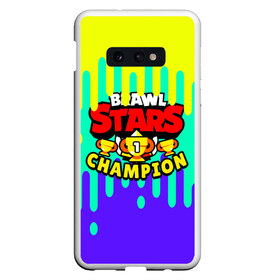 Чехол для Samsung S10E с принтом Чемпион Brawl Stars в Петрозаводске, Силикон | Область печати: задняя сторона чехла, без боковых панелей | Тематика изображения на принте: 1 место | brawl stars | game | бравл старс | браво старс | детская | игра | лучший игрок | чемпион | череп