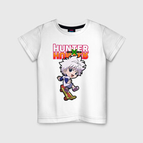 Детская футболка хлопок с принтом Киллуа Hunter x Hunter в Петрозаводске, 100% хлопок | круглый вырез горловины, полуприлегающий силуэт, длина до линии бедер | anime | hunter | hunter x hunter | killua | zoldyck | аниме | зодиак | охотник | охотники
