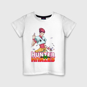 Детская футболка хлопок с принтом Хисока Hunter x Hunter в Петрозаводске, 100% хлопок | круглый вырез горловины, полуприлегающий силуэт, длина до линии бедер | anime | hunter | hunter x hunter | zoldyck | аниме | зодиак | охотник | охотники | хисока
