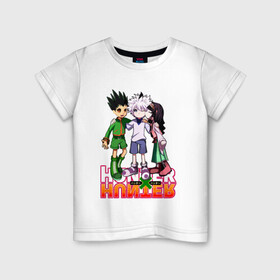 Детская футболка хлопок с принтом Хантер три героя в Петрозаводске, 100% хлопок | круглый вырез горловины, полуприлегающий силуэт, длина до линии бедер | anime | hunter | hunter x hunter | killua | zoldyck | аниме | зодиак | охотник | охотники