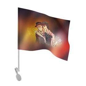 Флаг для автомобиля с принтом Дазай и Чуя в Петрозаводске, 100% полиэстер | Размер: 30*21 см | bungou stray dogs | chuuya | chuuya nakahara | dazai | dazai osamu | nakahara | osamu | бродячие псы | великий | накахара | чуя | чуя накахара