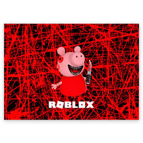 Поздравительная открытка с принтом Roblox piggy/Свинка Пигги. в Петрозаводске, 100% бумага | плотность бумаги 280 г/м2, матовая, на обратной стороне линовка и место для марки
 | Тематика изображения на принте: game | gamer | logo | minecraft | piggi | roblox | simulator | игра | конструктор | лого | пигги | свинья | симулятор | строительство | фигура