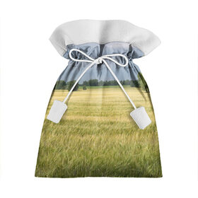 Подарочный 3D мешок с принтом Пшеничное поле в Петрозаводске, 100% полиэстер | Размер: 29*39 см | деревья | колоски | поле | природа | пшеница | растения