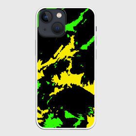 Чехол для iPhone 13 mini с принтом Желто зеленый в Петрозаводске,  |  | casual | neon | pattern | абстрактный | брызги | граффити | грязь | зелень | камуфляж | кислотный | краска | красочный | мазки | маскировка | милитари | неоновый | отпечаток | пятна | пятнистый | разноцветный
