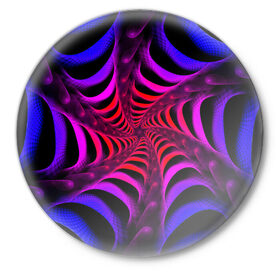 Значок с принтом Спираль в Петрозаводске,  металл | круглая форма, металлическая застежка в виде булавки | Тематика изображения на принте: красный | розовый | синий | спираль | тёмный | туннель | фиолетовый | черный