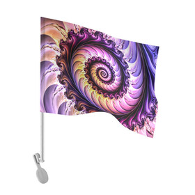 Флаг для автомобиля с принтом Спираль улитки в Петрозаводске, 100% полиэстер | Размер: 30*21 см | волна | волны | желтый | раковина улитки | розовый | синий | спираль | улитка | фиолетовый