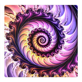 Магнитный плакат 3Х3 с принтом Спираль улитки в Петрозаводске, Полимерный материал с магнитным слоем | 9 деталей размером 9*9 см | волна | волны | желтый | раковина улитки | розовый | синий | спираль | улитка | фиолетовый