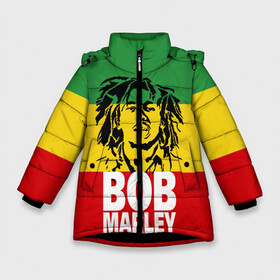 Зимняя куртка для девочек 3D с принтом Bob Marley в Петрозаводске, ткань верха — 100% полиэстер; подклад — 100% полиэстер, утеплитель — 100% полиэстер. | длина ниже бедра, удлиненная спинка, воротник стойка и отстегивающийся капюшон. Есть боковые карманы с листочкой на кнопках, утяжки по низу изделия и внутренний карман на молнии. 

Предусмотрены светоотражающий принт на спинке, радужный светоотражающий элемент на пуллере молнии и на резинке для утяжки. | bob | bob marley | движение | музыка | рэгги | свобода | стиль | счастье | ямайка