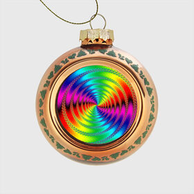 Стеклянный ёлочный шар с принтом Цветной гипноз в Петрозаводске, Стекло | Диаметр: 80 мм | насыщенные цвета | радуга | спираль | цвет | цвета | яркие цвета | ярко