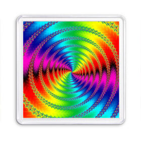 Магнит 55*55 с принтом Цветной гипноз в Петрозаводске, Пластик | Размер: 65*65 мм; Размер печати: 55*55 мм | насыщенные цвета | радуга | спираль | цвет | цвета | яркие цвета | ярко