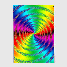 Постер с принтом Цветной гипноз в Петрозаводске, 100% бумага
 | бумага, плотность 150 мг. Матовая, но за счет высокого коэффициента гладкости имеет небольшой блеск и дает на свету блики, но в отличии от глянцевой бумаги не покрыта лаком | насыщенные цвета | радуга | спираль | цвет | цвета | яркие цвета | ярко
