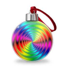 Ёлочный шар с принтом Цветной гипноз в Петрозаводске, Пластик | Диаметр: 77 мм | насыщенные цвета | радуга | спираль | цвет | цвета | яркие цвета | ярко