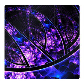 Магнитный плакат 3Х3 с принтом Фрактал линии в Петрозаводске, Полимерный материал с магнитным слоем | 9 деталей размером 9*9 см | запутанный | линии | полосы | сложный | спираль | узор | фиолетовый | фрактал