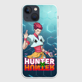 Чехол для iPhone 13 mini с принтом Хисока Мороу (футуристический фон) в Петрозаводске,  |  | anime | hunter | hunter x hunter | zoldyck | аниме | зодиак | охотник | охотники | хисока