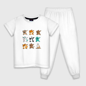 Детская пижама хлопок с принтом DAB & ANIMALS в Петрозаводске, 100% хлопок |  брюки и футболка прямого кроя, без карманов, на брюках мягкая резинка на поясе и по низу штанин
 | animals | cat | dab | dog | fox | дэб | единорог | единорог дэб | животные | инопланетянин | конь | кот дэб | кошка | ленивец | лиса | лиса дэб | лошадь | медведь | медведь дэб | панда | панда дэб | собака | собака дэб