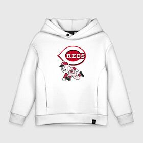 Детское худи Oversize хлопок с принтом Cincinnati reds в Петрозаводске, френч-терри — 70% хлопок, 30% полиэстер. Мягкий теплый начес внутри —100% хлопок | боковые карманы, эластичные манжеты и нижняя кромка, капюшон на магнитной кнопке | Тематика изображения на принте: baseball | cincinnati | gamer | reds | sport | team | usa | бейсбол | игрок | спорт | сша | цинциннати