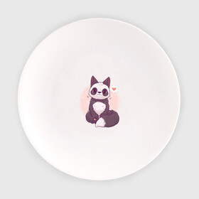 Тарелка с принтом Лисья панда в Петрозаводске, фарфор | диаметр - 210 мм
диаметр для нанесения принта - 120 мм | Тематика изображения на принте: арт | белый | лиса | любовь | мило | милота | мимишка | панда | рисунок | сердце | чёрно белый | чёрный