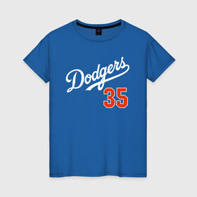 Женская футболка хлопок с принтом Los Angeles Dodgers в Петрозаводске, 100% хлопок | прямой крой, круглый вырез горловины, длина до линии бедер, слегка спущенное плечо | baseball | los angeles | sport.лос анджелес | team | usa | бейсбол | спорт | сша