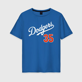 Женская футболка хлопок Oversize с принтом Los Angeles Dodgers в Петрозаводске, 100% хлопок | свободный крой, круглый ворот, спущенный рукав, длина до линии бедер
 | baseball | los angeles | sport.лос анджелес | team | usa | бейсбол | спорт | сша