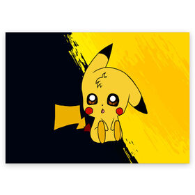 Поздравительная открытка с принтом Пикачу/Pikachu в Петрозаводске, 100% бумага | плотность бумаги 280 г/м2, матовая, на обратной стороне линовка и место для марки
 | Тематика изображения на принте: anime | baby | cartoon | cute | kawaii | pika pika | pokemon | аниме | анимешникам | глаза | детям | зайчик | зверек | кавайный | кот | котенок | кролик | малыш | милый | мордочка | мультфильмы | няшный | пика пика | пикачу