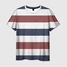 Мужская футболка 3D с принтом Полоски в Петрозаводске, 100% полиэфир | прямой крой, круглый вырез горловины, длина до линии бедер | бело красные | белый | в полоску | красно синие | красно синий | красный | повседневное | полоска | полосы | синий
