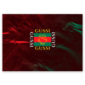 Поздравительная открытка с принтом GUSSI / ГУСИ в Петрозаводске, 100% бумага | плотность бумаги 280 г/м2, матовая, на обратной стороне линовка и место для марки
 | Тематика изображения на принте: anti | antibrand | brand | fashion | gucci | gusi | gussi | logo | meme | memes | анти | антибренд | бренд | гуси | гуччи | забавные | лого | логотип | мем | мемы | мода | прикол | приколы | прикольные | символ