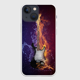 Чехол для iPhone 13 mini с принтом Гитара огня в Петрозаводске,  |  | fire guitar | jazz | rock | гитара огня | раскаленная гитара
