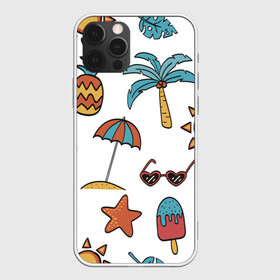 Чехол для iPhone 12 Pro с принтом Отпуск в Петрозаводске, силикон | область печати: задняя сторона чехла, без боковых панелей | summer | ананас | ананасы | гаваи | гавайская | звезда | звёзды | зонт | лето | мороженное | отдых | отпуск | очки | пальма | пальмы | пляж | солнце | туризм | туристическая