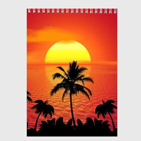 Скетчбук с принтом Пальмы на фоне моря в Петрозаводске, 100% бумага
 | 48 листов, плотность листов — 100 г/м2, плотность картонной обложки — 250 г/м2. Листы скреплены сверху удобной пружинной спиралью | summer | восход | гаваи | гавайская | закат | лето | море | океан | отдых | отпуск | пальма | пальмы | солнце | туризм | туристическая
