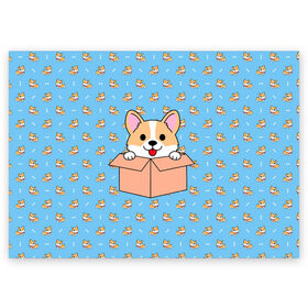 Поздравительная открытка с принтом КОРГИ в Петрозаводске, 100% бумага | плотность бумаги 280 г/м2, матовая, на обратной стороне линовка и место для марки
 | dog | dogs | весёлые собачки | еда | корги | корги с пиццей | косточка | кость | милые собачки | пицца | прикольные собачки | собаки | собачки