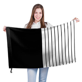 Флаг 3D с принтом Dark knite в Петрозаводске, 100% полиэстер | плотность ткани — 95 г/м2, размер — 67 х 109 см. Принт наносится с одной стороны | artwork | dark knite | two face | линии | полоски