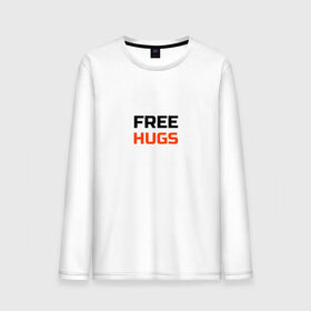 Мужской лонгслив хлопок с принтом free,hugs,бесплатные,обнимашки в Петрозаводске, 100% хлопок |  | 
