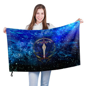 Флаг 3D с принтом весы, космос, знак зодиака в Петрозаводске, 100% полиэстер | плотность ткани — 95 г/м2, размер — 67 х 109 см. Принт наносится с одной стороны | 