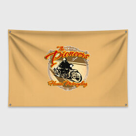 Флаг-баннер с принтом Hoosier Motorcycling в Петрозаводске, 100% полиэстер | размер 67 х 109 см, плотность ткани — 95 г/м2; по краям флага есть четыре люверса для крепления | motorcycle | байкеры | мотоциклы | пионеры