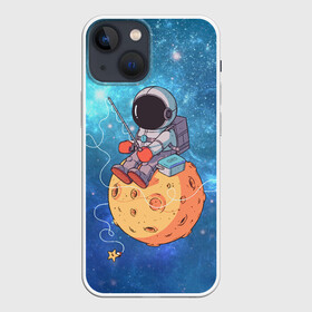 Чехол для iPhone 13 mini с принтом Космонавт в Петрозаводске,  |  | art | astronaut | cosmonaut | fishing | fishing rod | man | planet | space | stars | арт | астронавт | звезды | космонавт | космос | планета | рыбалка | удочка | человек