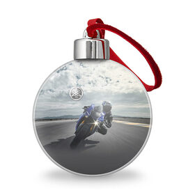 Ёлочный шар с принтом Yamaha в Петрозаводске, Пластик | Диаметр: 77 мм | clouds | helmet | motorcycle | racer | road | route | sky | speed | yamaha | гонщик | дорога | мотоцикл | небо | облака | скорость | трасса | шлем