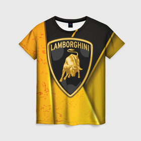 Женская футболка 3D с принтом  Lamborghini в Петрозаводске, 100% полиэфир ( синтетическое хлопкоподобное полотно) | прямой крой, круглый вырез горловины, длина до линии бедер | aventador | centenario | countach | lamborghini huracan | performante | sian | urus | veneno | ламба | ламборгини | ламборджини | челлендж