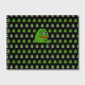Альбом для рисования с принтом Frog Pepe в Петрозаводске, 100% бумага
 | матовая бумага, плотность 200 мг. | Тематика изображения на принте: meme | жаба | звук | лягушка | майнкрафт | мем | пепа | пепе | скин