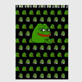 Скетчбук с принтом Frog Pepe в Петрозаводске, 100% бумага
 | 48 листов, плотность листов — 100 г/м2, плотность картонной обложки — 250 г/м2. Листы скреплены сверху удобной пружинной спиралью | meme | жаба | звук | лягушка | майнкрафт | мем | пепа | пепе | скин