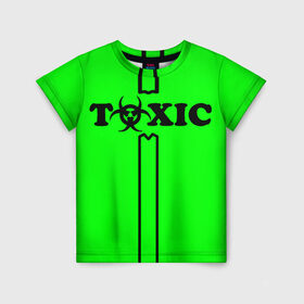Детская футболка 3D с принтом toxic в Петрозаводске, 100% гипоаллергенный полиэфир | прямой крой, круглый вырез горловины, длина до линии бедер, чуть спущенное плечо, ткань немного тянется | toxic | противогаз | токсик | токсичный | ядовитый